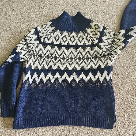 Lucky Brand Navy and Cream Turtleneck Sweater - Picture 2 of 7